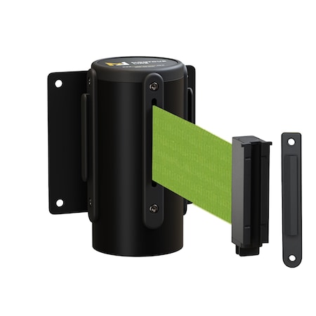 Montour Line Retr Belt Barrier Removabl BK Metal Recssd Wall Mt 11' Olive Belt (F) WM115-BK-OL-RC-S-110